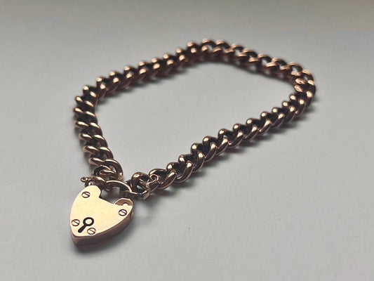 Vintage Edwardian Era Heart Padlock Bracelet