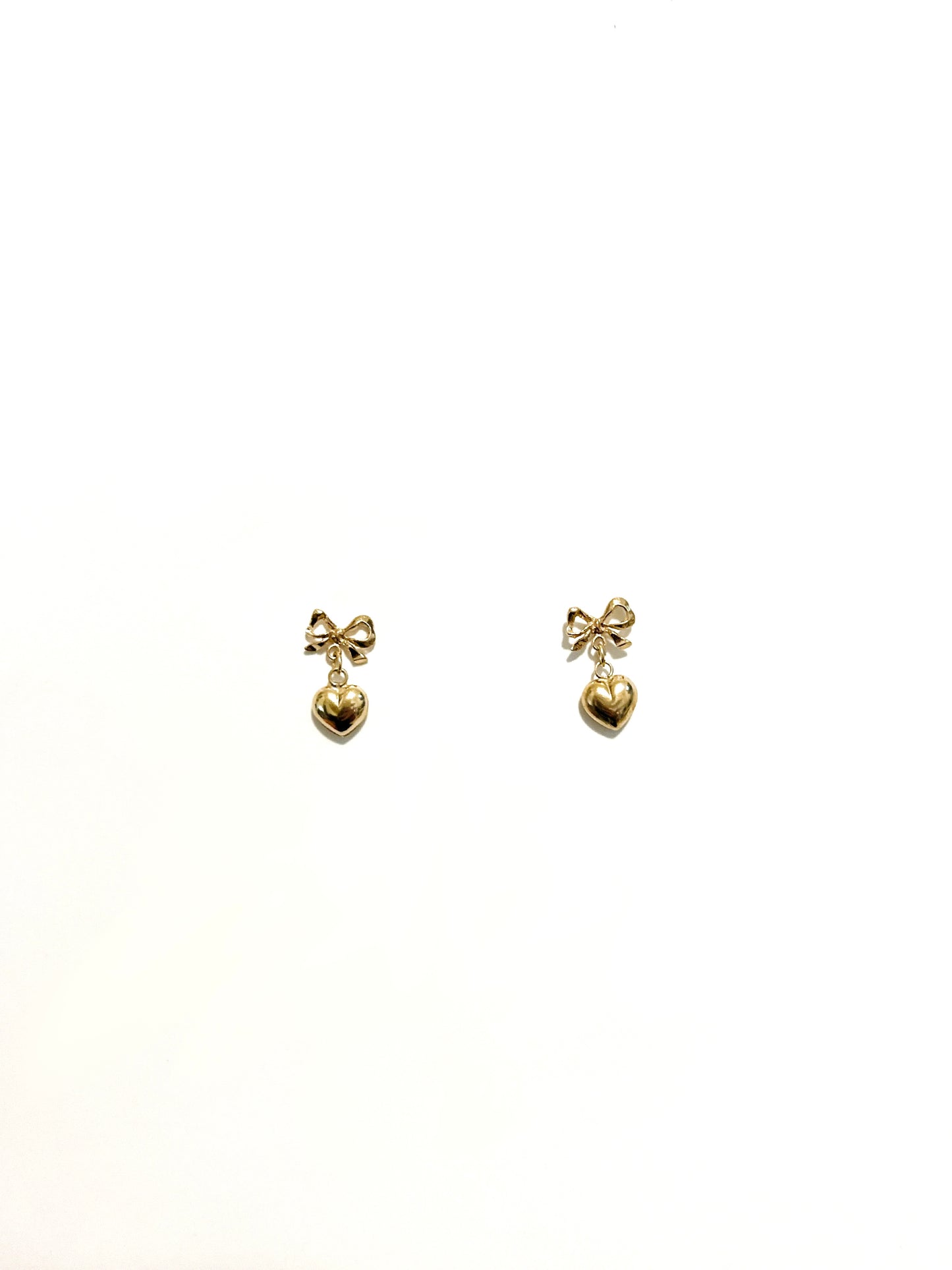 Vintage Bow and Heart Drop Earrings