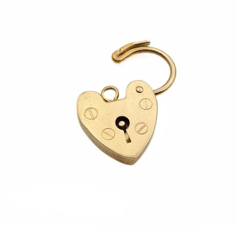 Vintage Edwardian Era Heart Padlock Charm