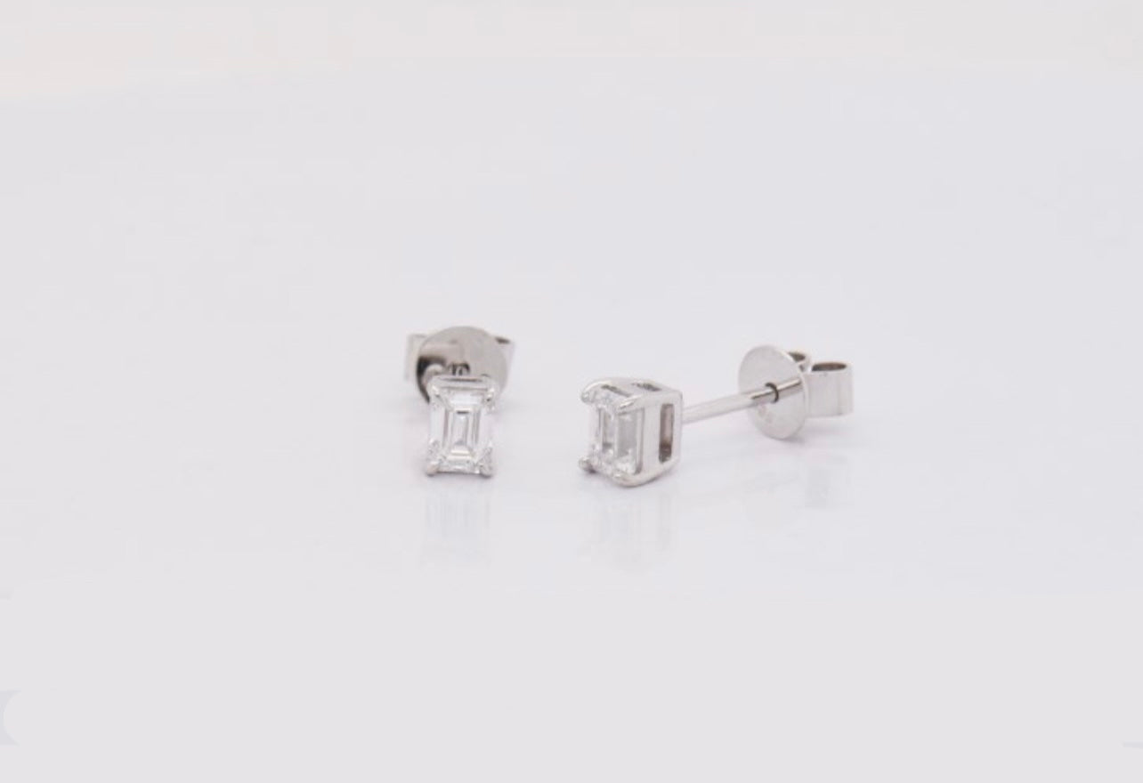 Emerald Lab Diamond Stud Earrings