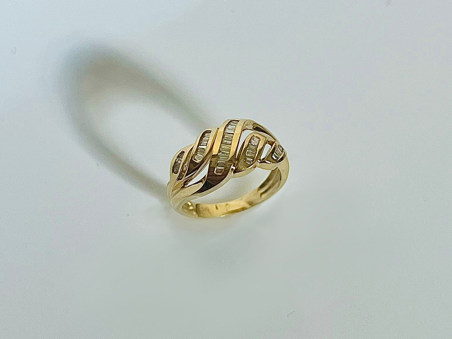 Vintage Baguette Domed Croissant Ring