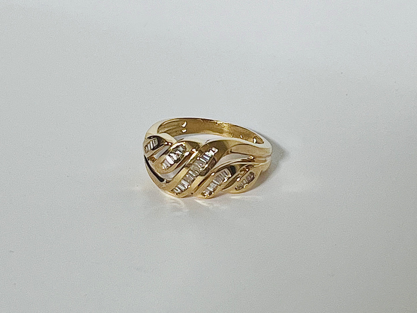 Vintage Baguette Domed Croissant Ring