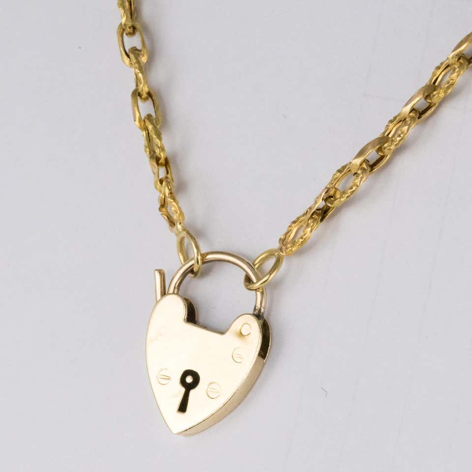 Vintage Edwardian Era Heart Padlock Charm