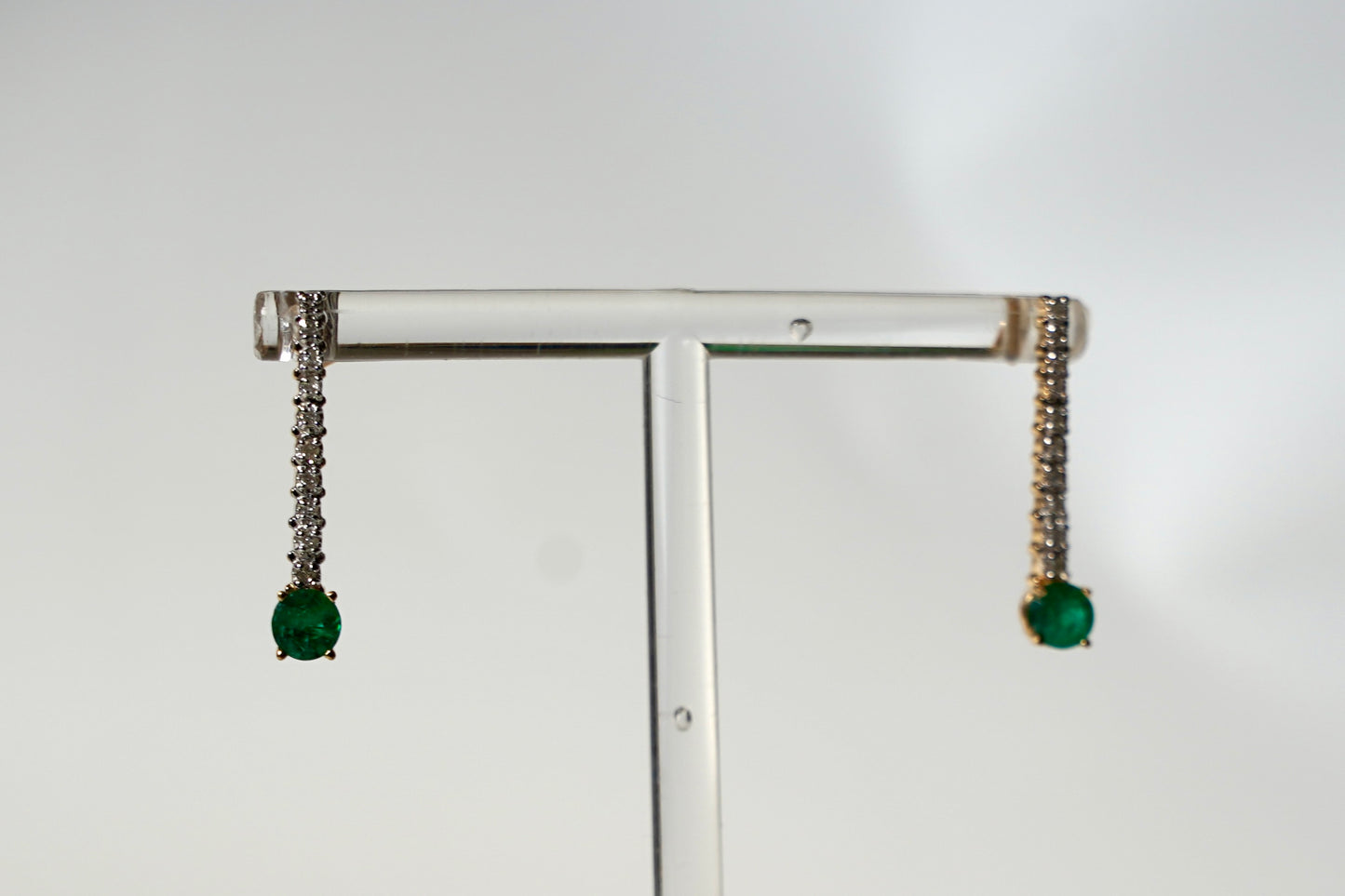 Vintage Emerald and Diamond Matchstick Earrings