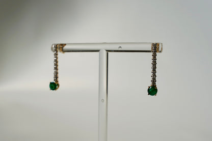 Vintage Emerald and Diamond Matchstick Earrings