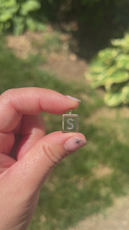 Vintage Floating Diamond Letter Initial "S" Resin Pendant