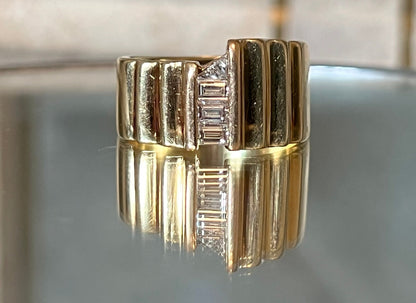 Vintage Diamond Ribbed Ring