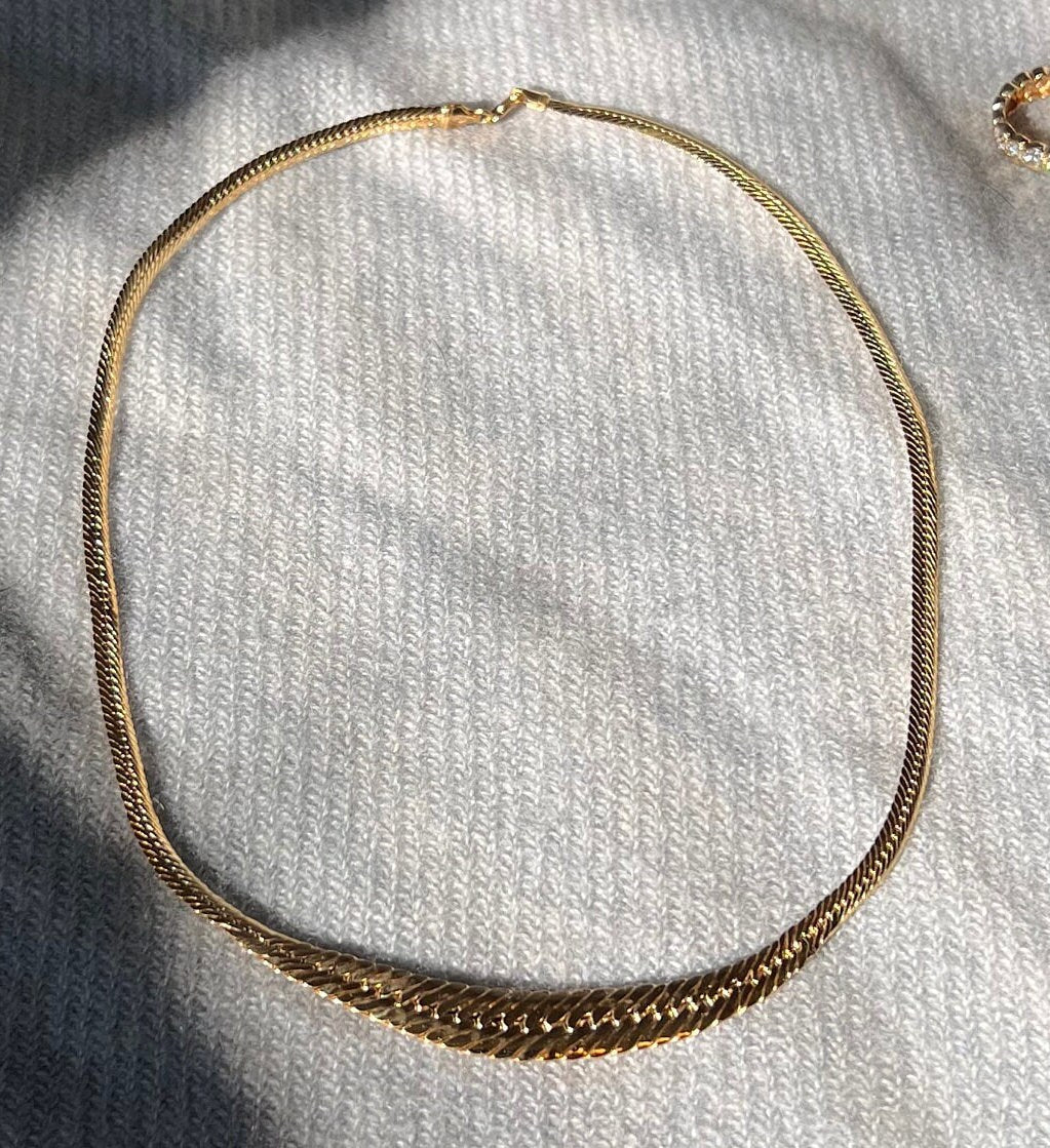 Vintage Graduated Herringbone Necklace